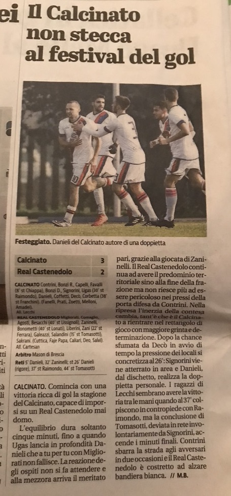 Giornale di Brescia 14 Settembre Coppa Lombardia